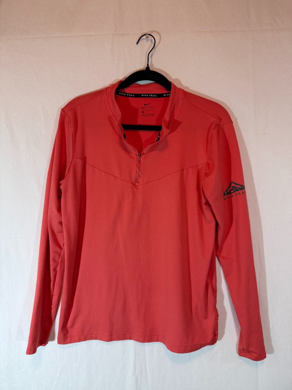 Nike Dri-Fit Trail Women's Pink Coral Quarter Zip Long Sleeve Shirt Size M